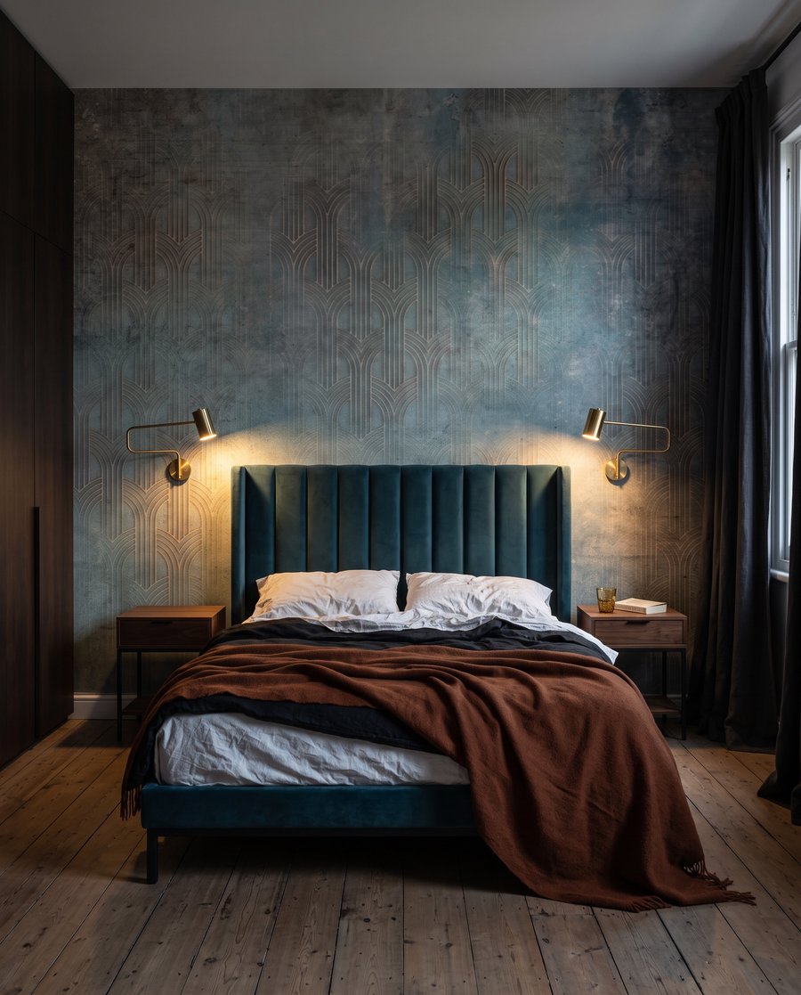 Bleu aux touches chaudes dans un intérieur