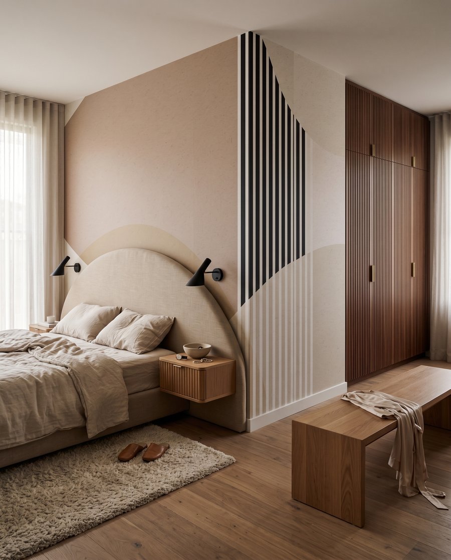 Rayures entre les courbes dans un intérieur
