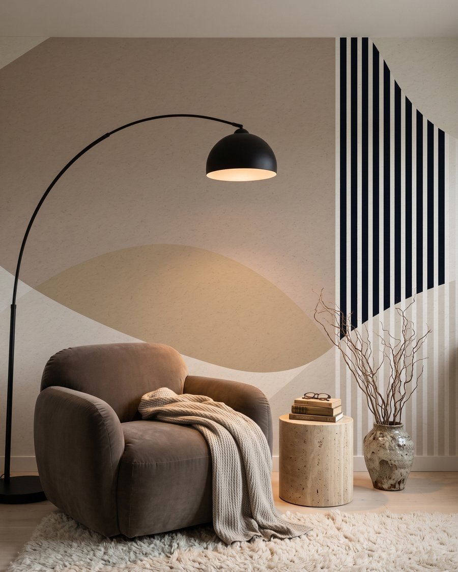 Rayures entre les courbes dans un intérieur