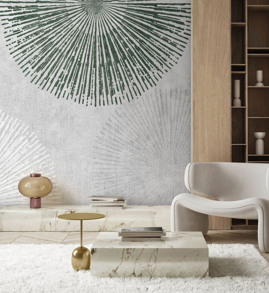 Éventails blancs et verts — intérieur 1