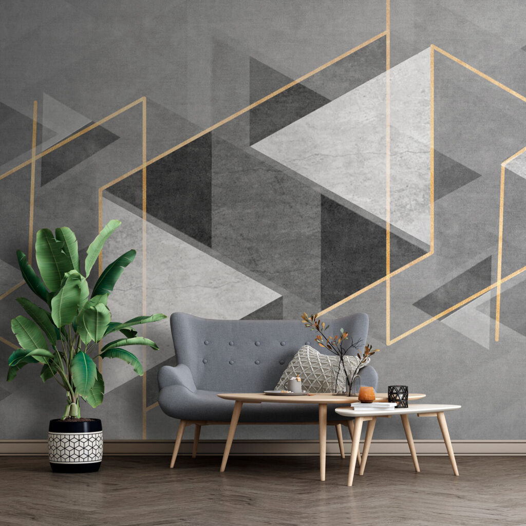 Triangles aux profondeurs grises dans un intérieur