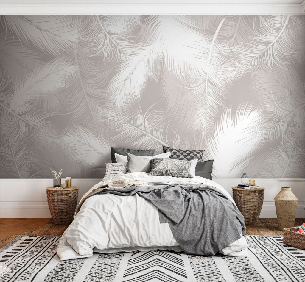 Plumes blanches sur gris — intérieur 2