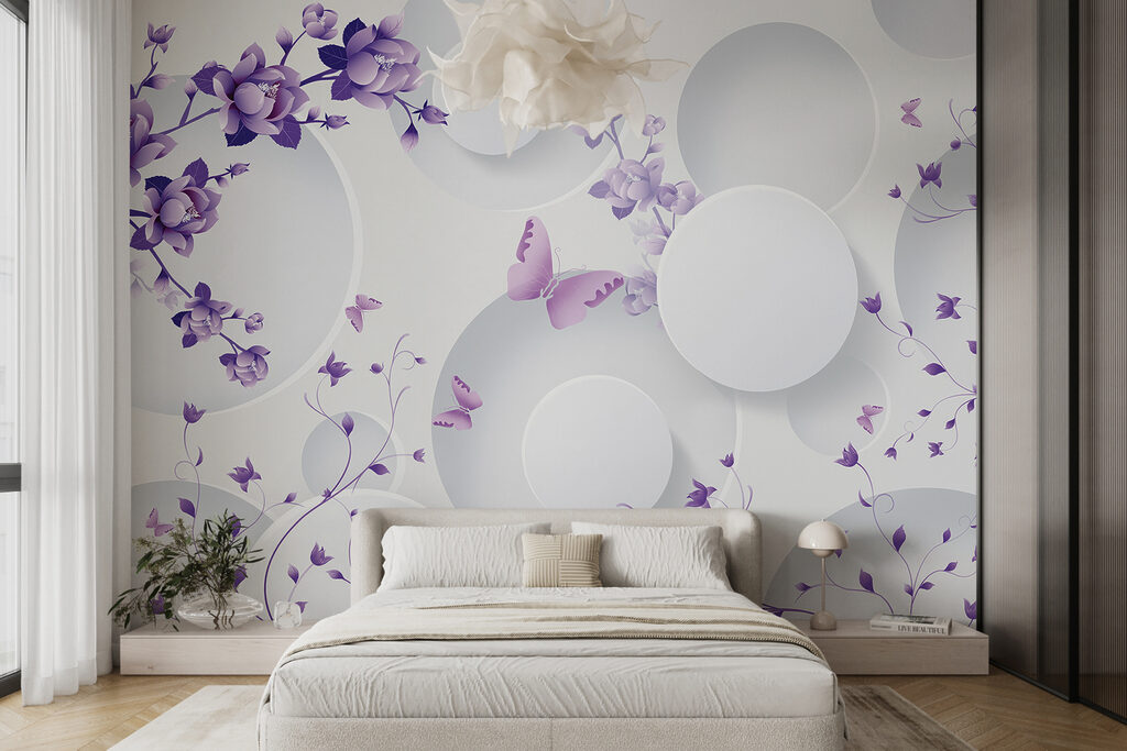 Fleurs lilas et cercles — intérieur 4