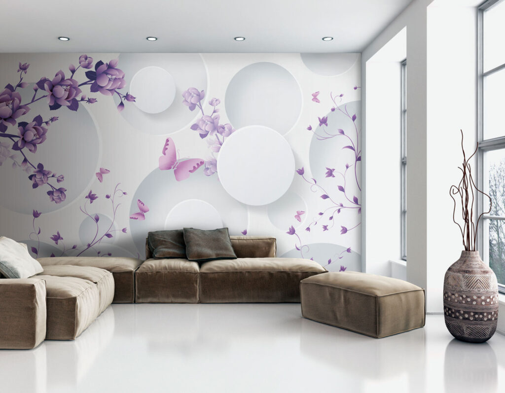 Fleurs lilas et cercles — intérieur 2