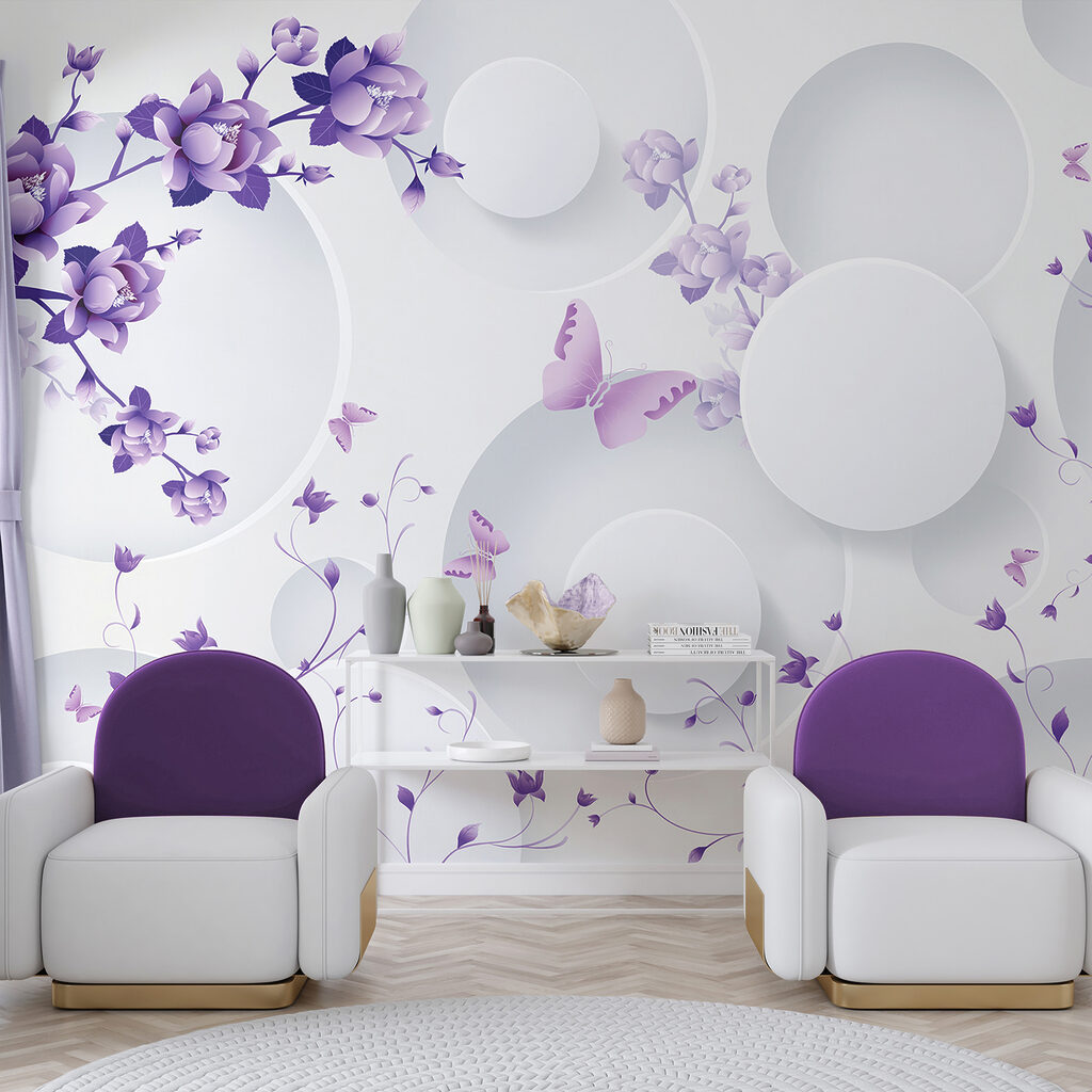 Fleurs lilas et cercles — intérieur 5