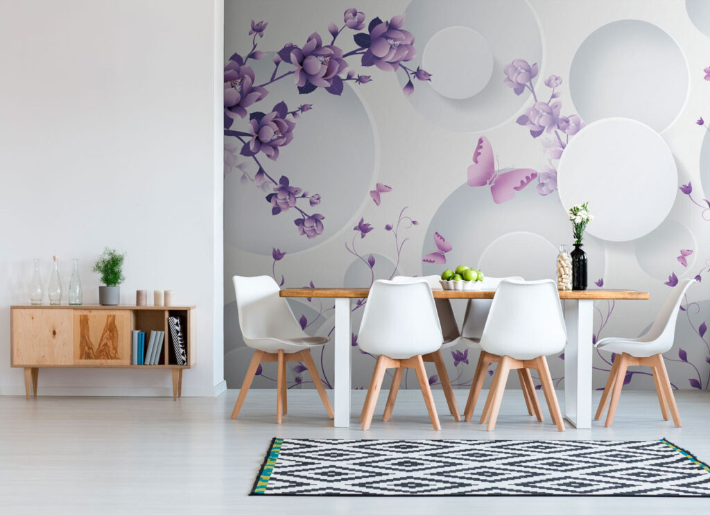 Fleurs lilas et cercles — intérieur 3