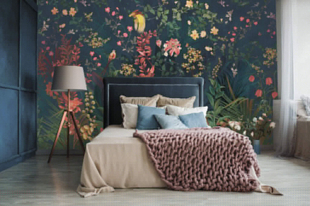 Jardin de nuit fleuri dans un intérieur