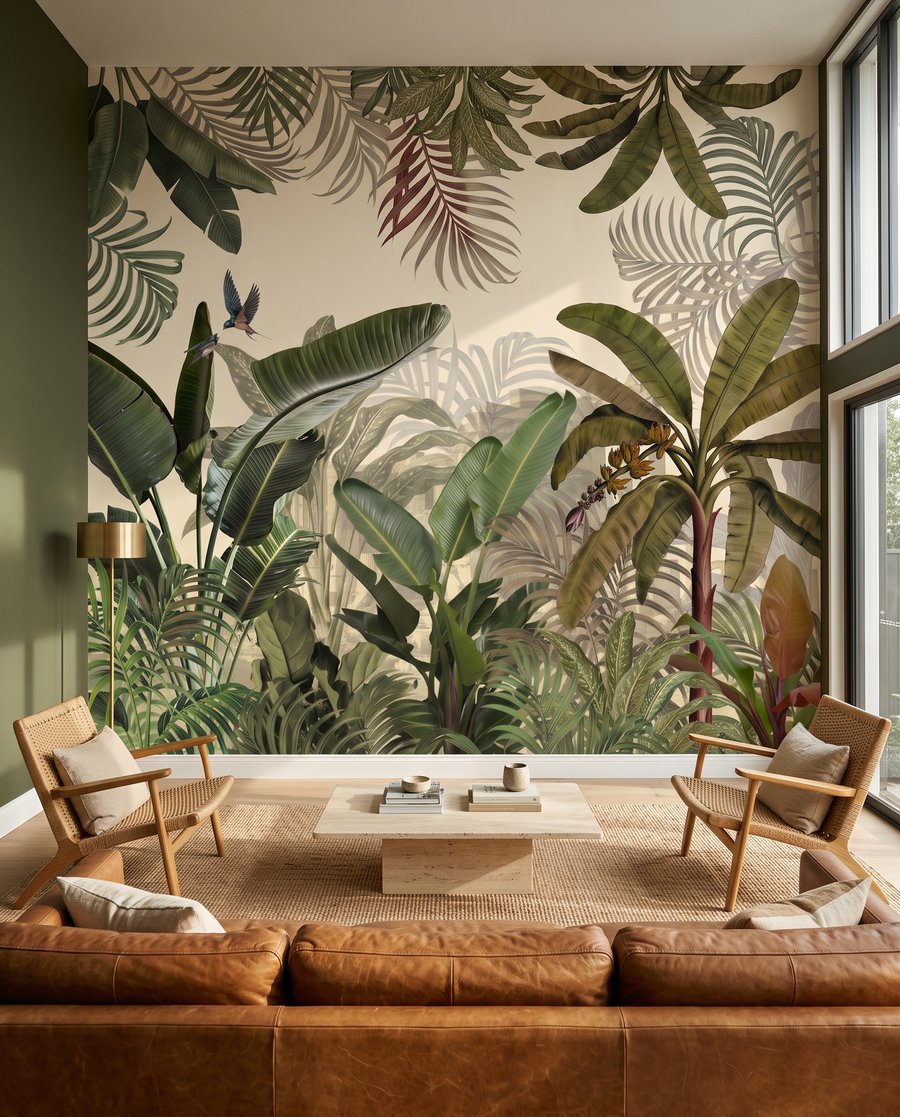 Feuillage sur vert profond — intérieur 3