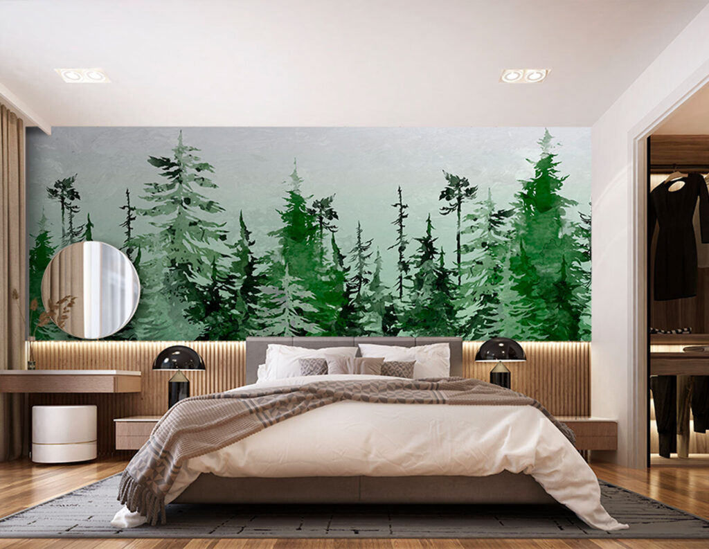 Conifères à l’aquarelle — intérieur 2