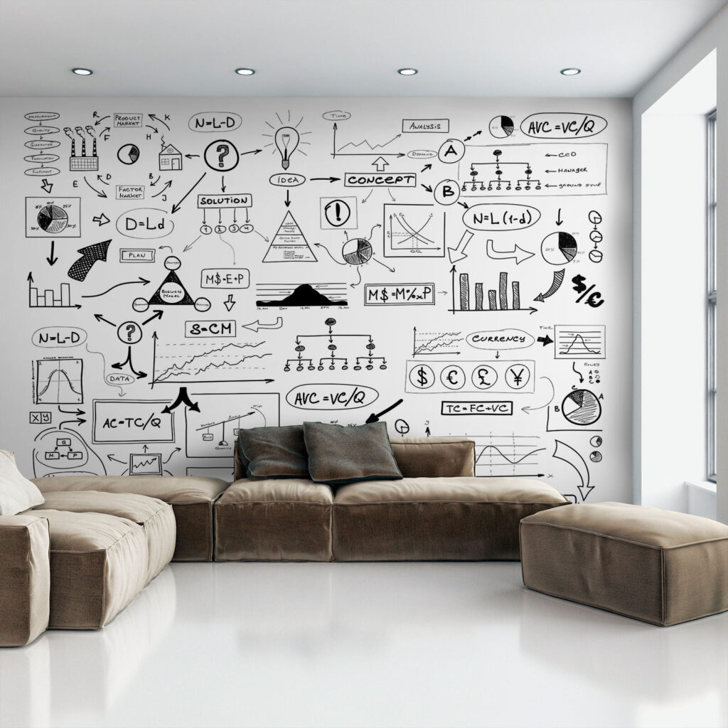 Idées en croquis noirs dans un intérieur
