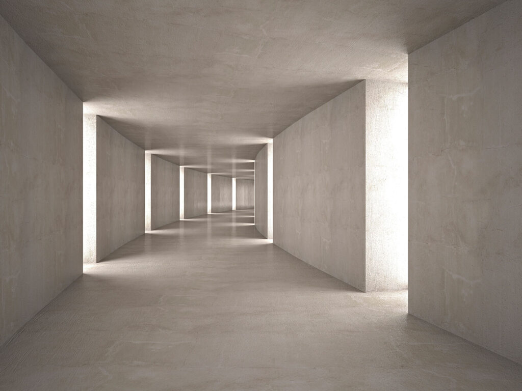 Long couloir en perspective — motif complet