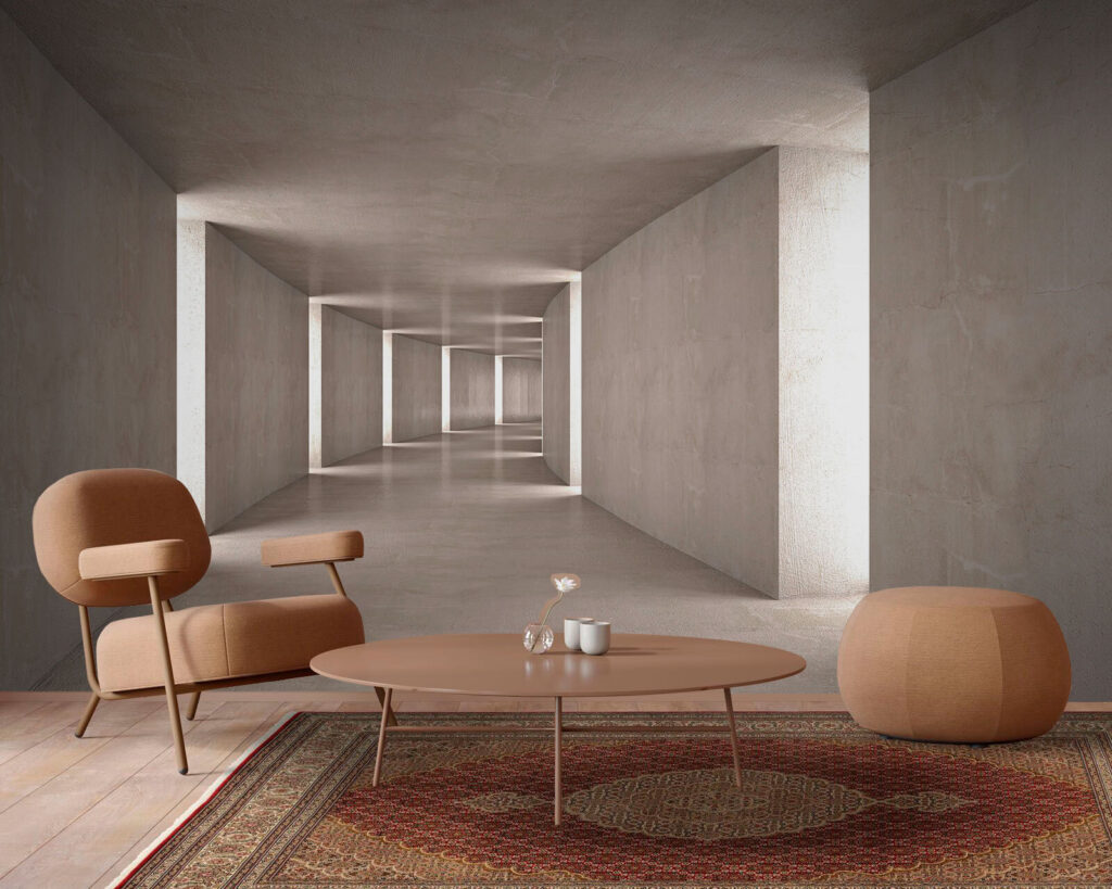 Long couloir en perspective — intérieur 1