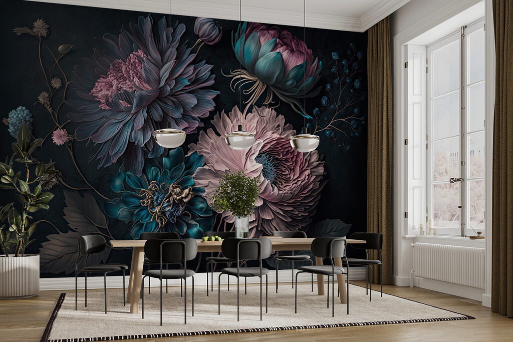 Fleurs roses en clair-obscur — intérieur 7