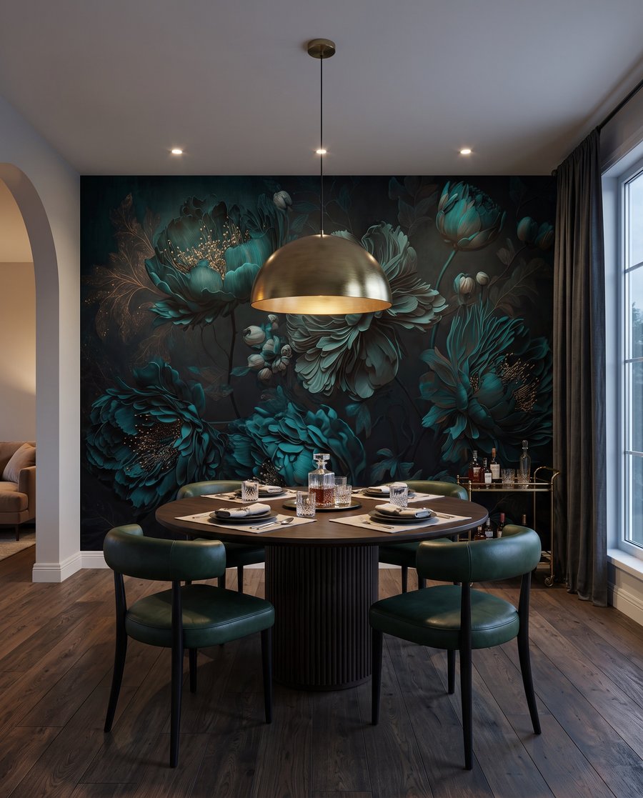 Fleurs en turquoise nocturne — intérieur 6