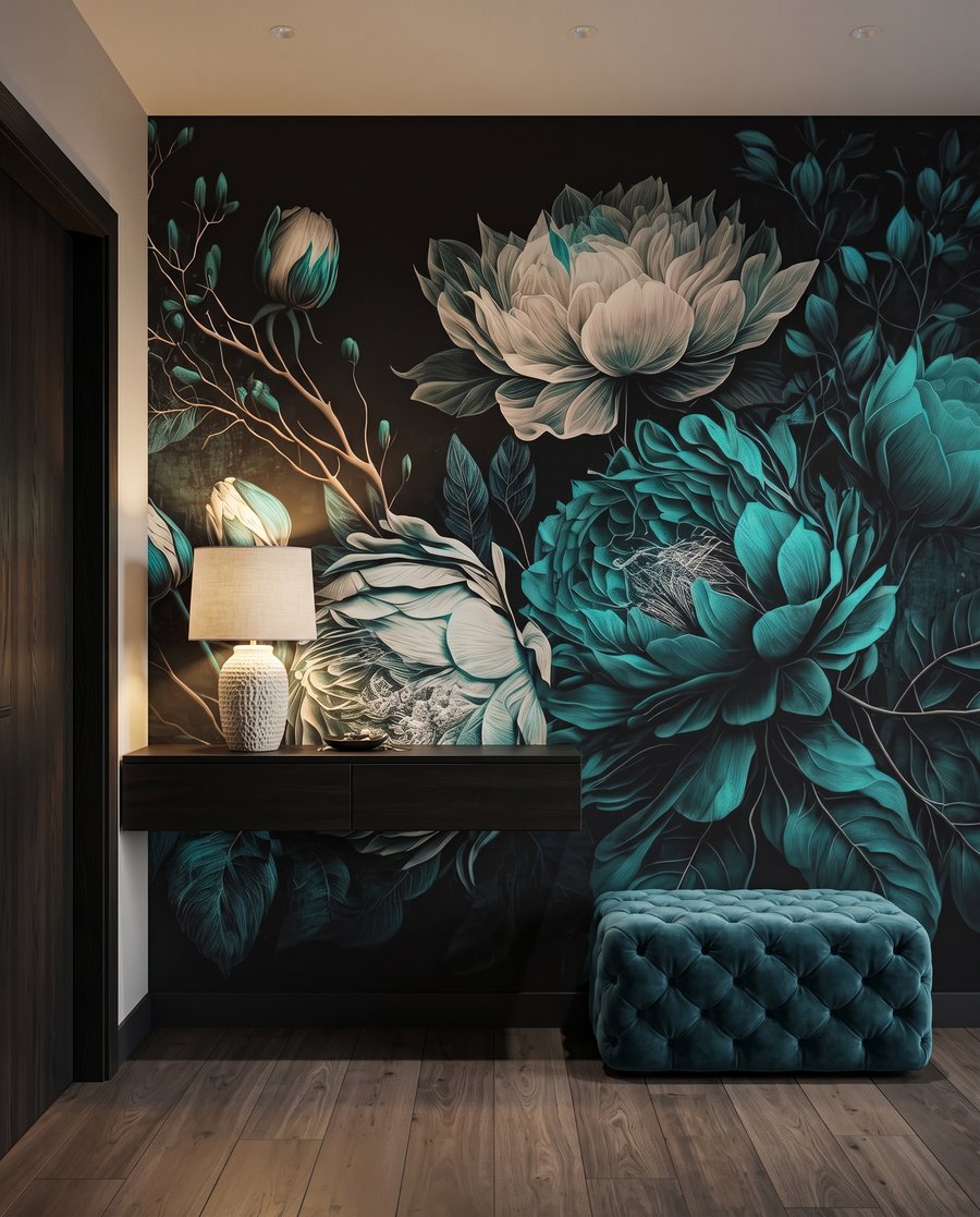 Fleurs et boutons généreux dans un intérieur