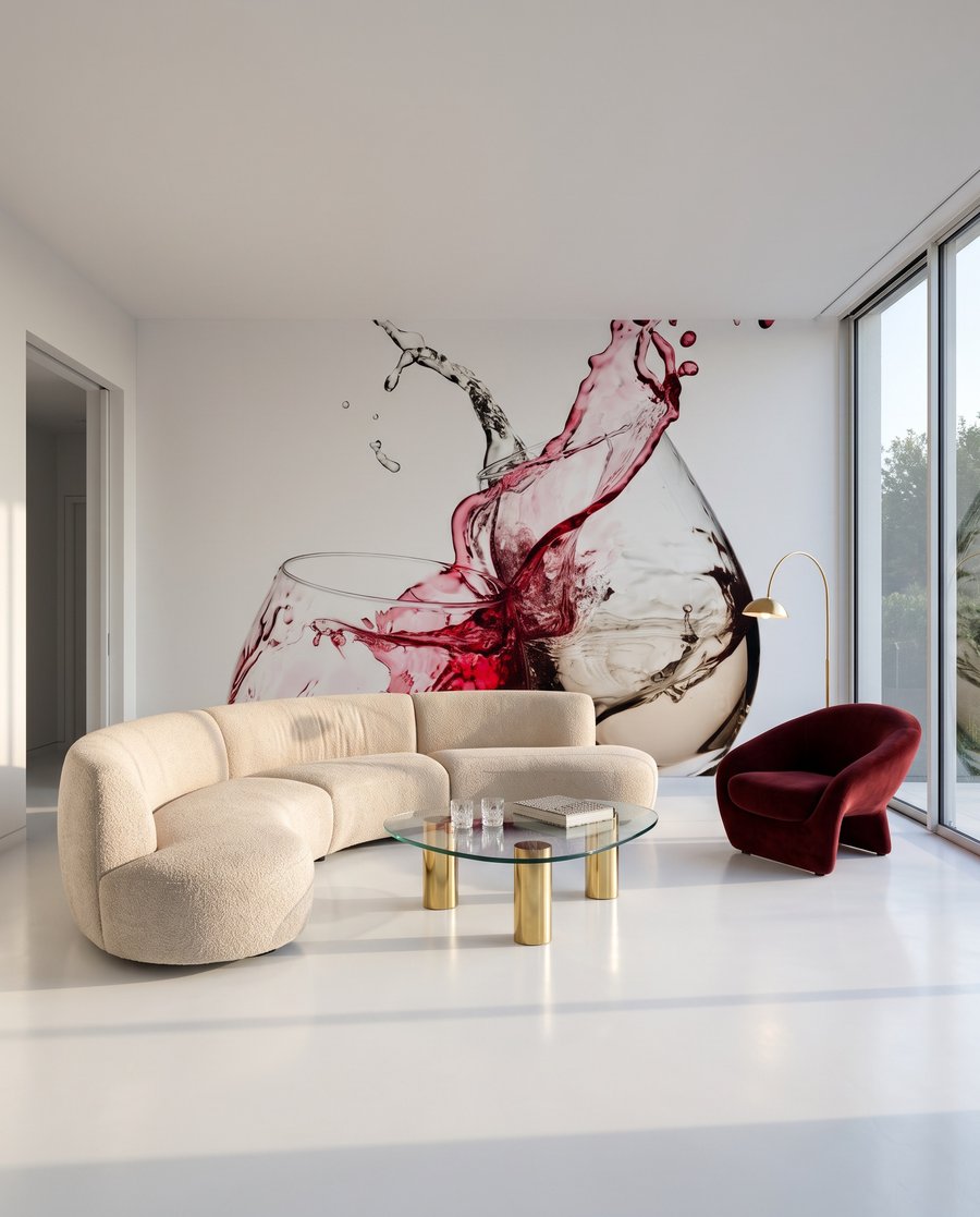 Éclaboussures de vin dans un intérieur