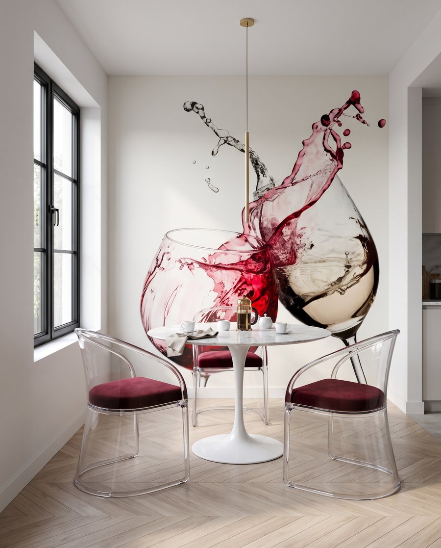 Éclaboussures de vin dans un intérieur