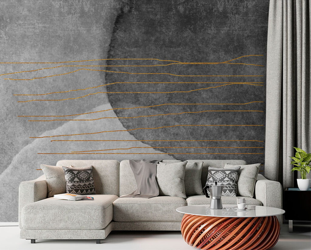 Lignes colorées sur patine dans un intérieur