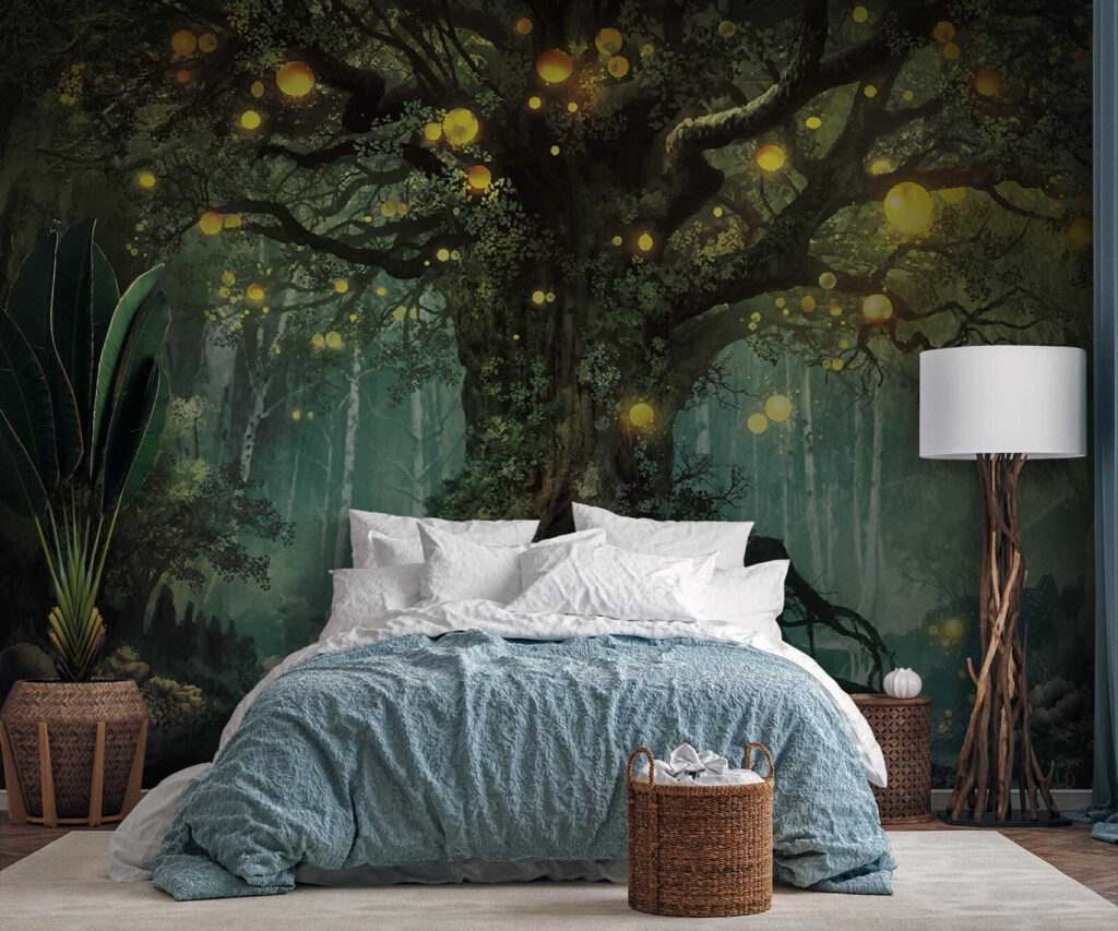 Arbre féerique illuminé dans un intérieur