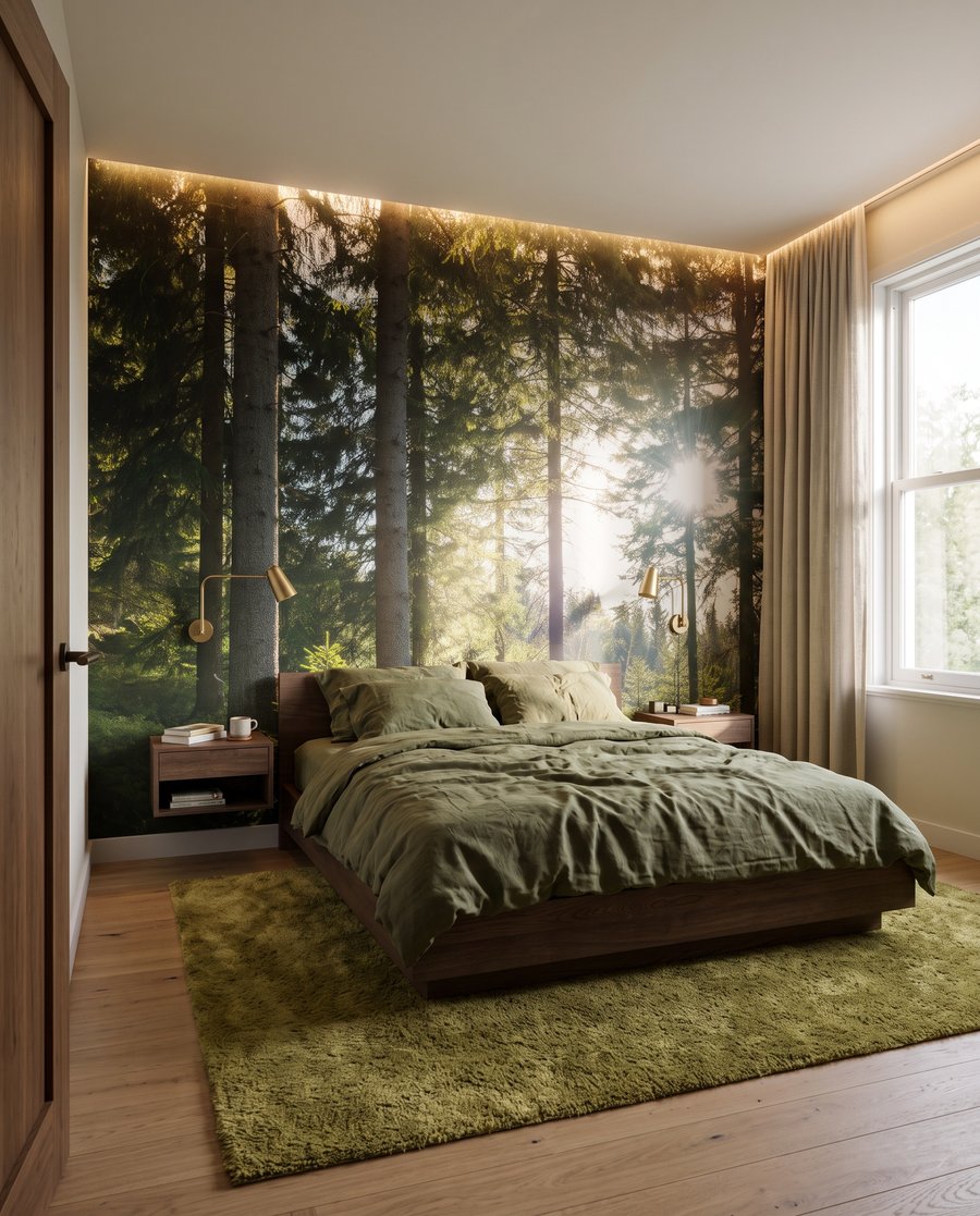 Soleil sur la mousse dans un intérieur