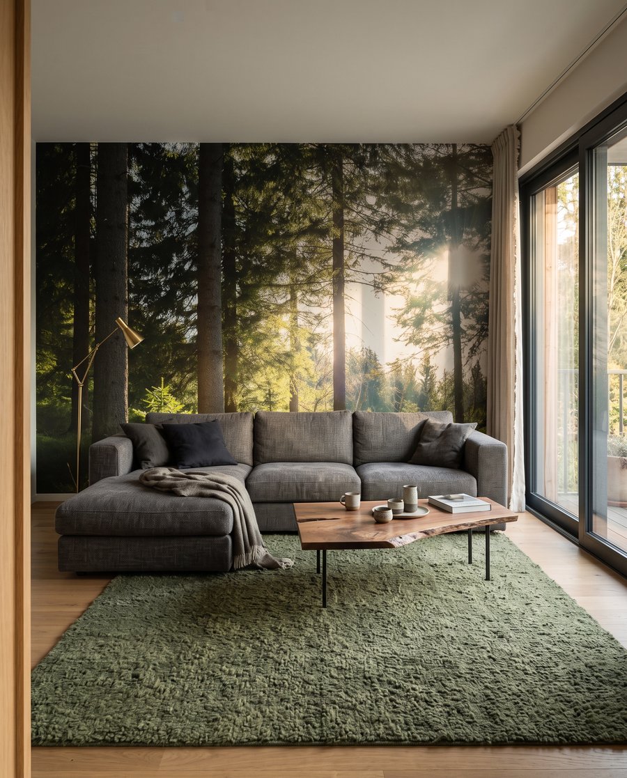 Soleil sur la mousse dans un intérieur