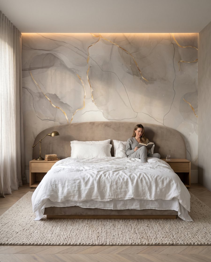 Veines pâles et lueurs dans un intérieur