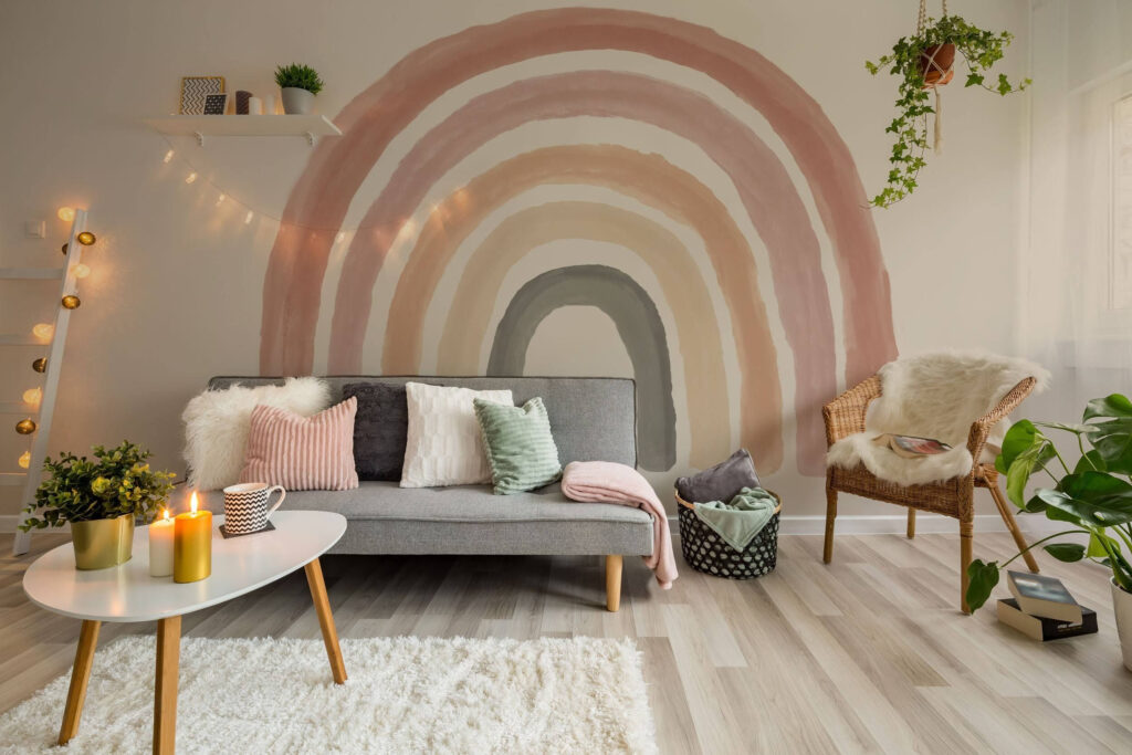 Arc-en-ciel rose et gris — intérieur 1