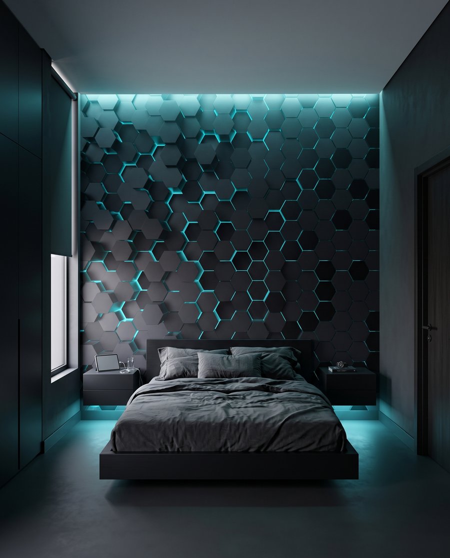 Lumière en hexagones dans un intérieur