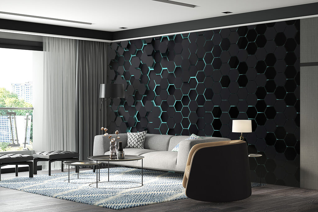 Lumière en hexagones dans un intérieur