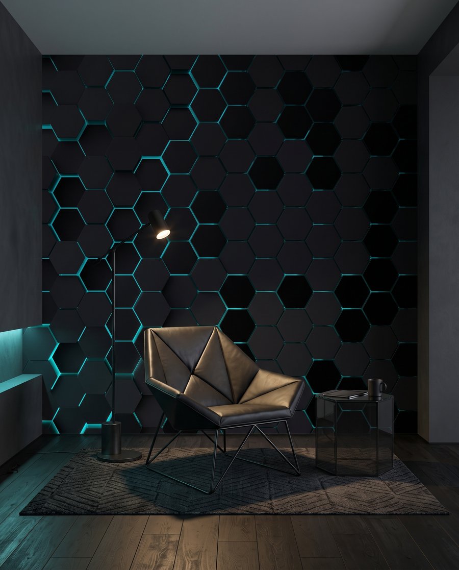 Lumière en hexagones dans un intérieur
