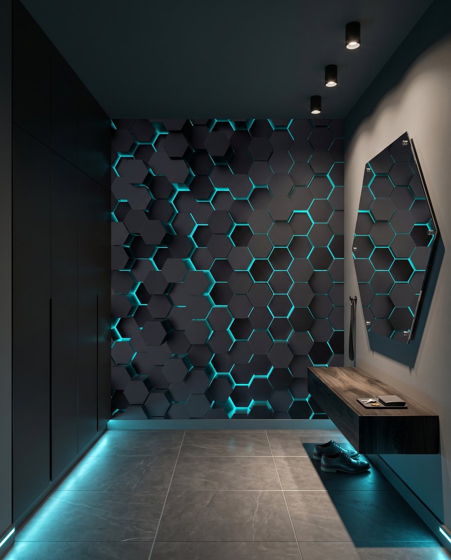 Lumière en hexagones dans un intérieur