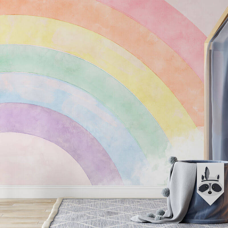 Arc-en-ciel en douce aquarelle dans un intérieur