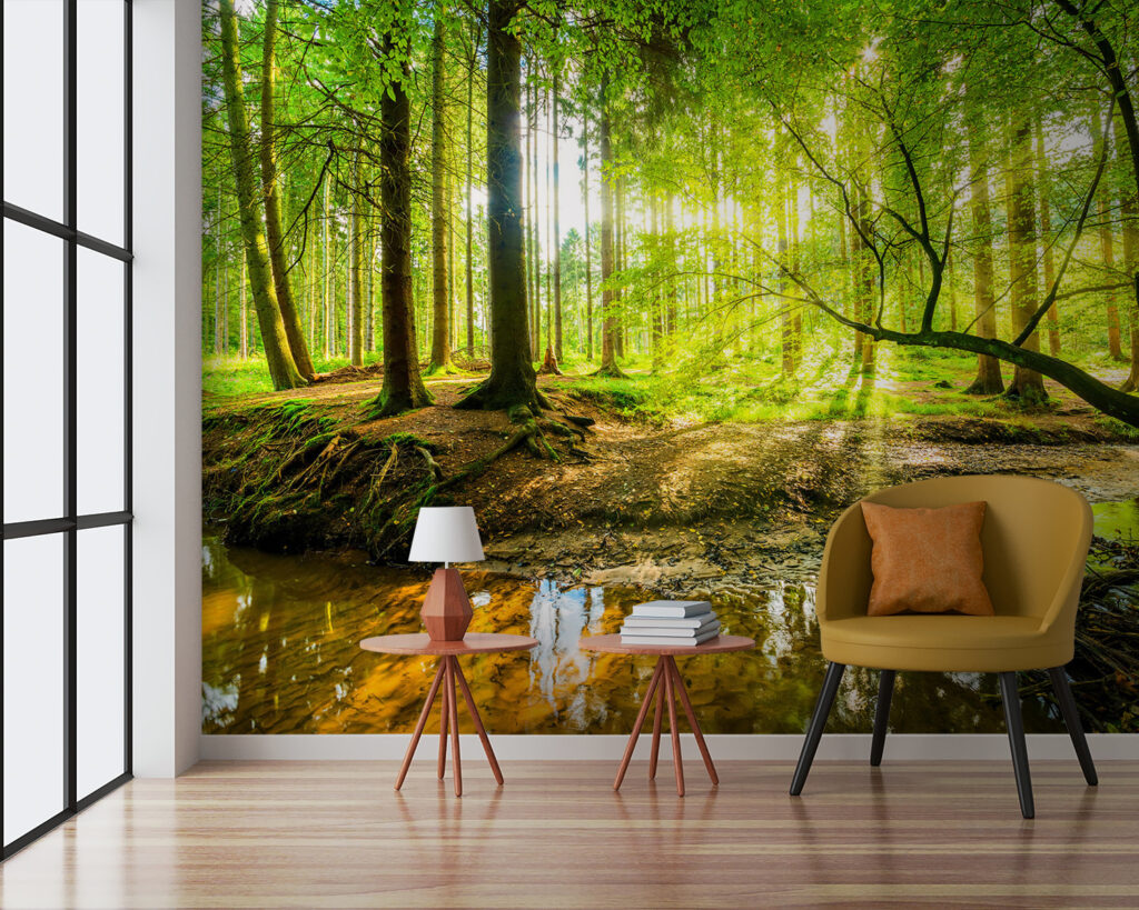 Reflets en sous-bois dans un intérieur