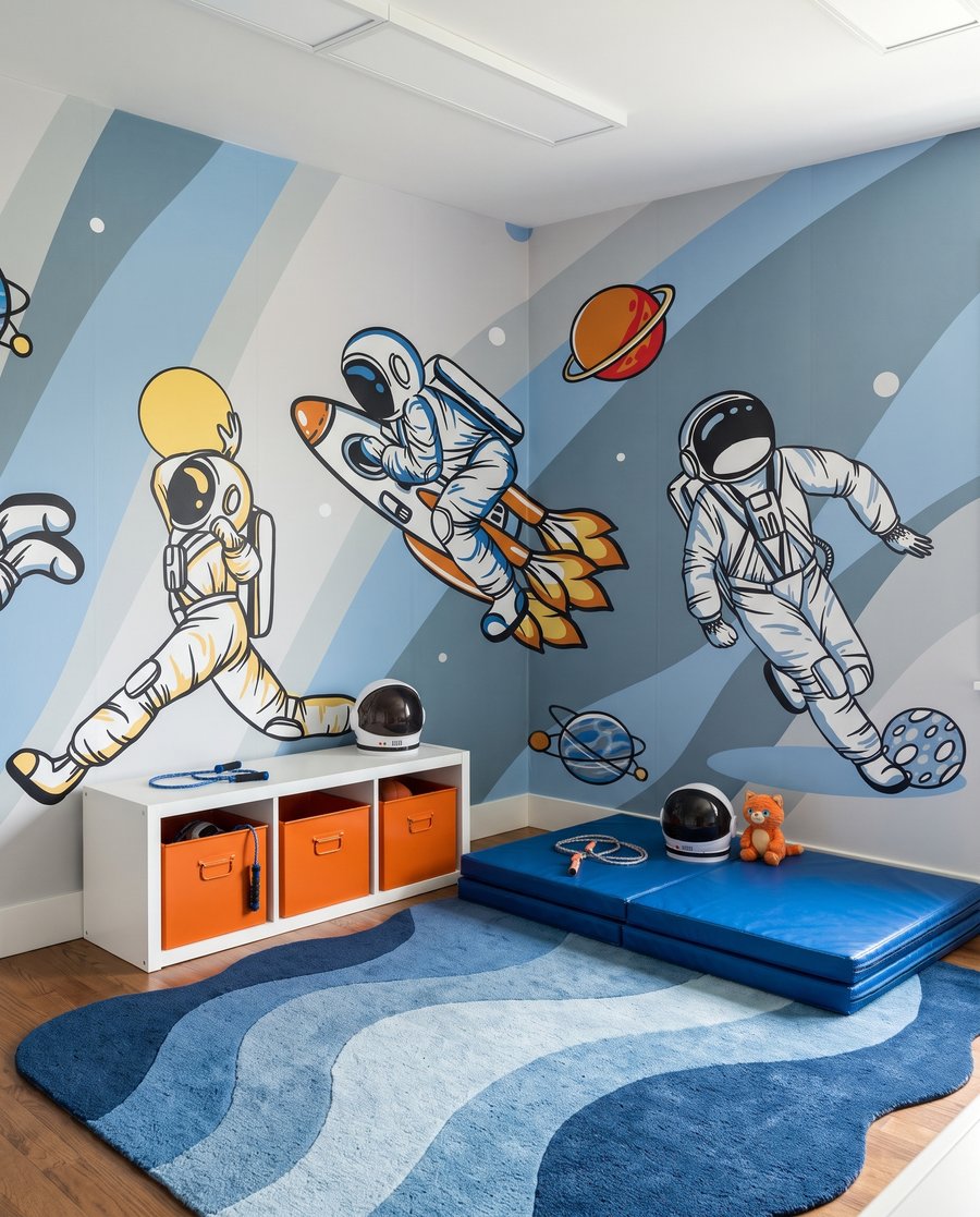 Jeux d’astronautes dans un intérieur