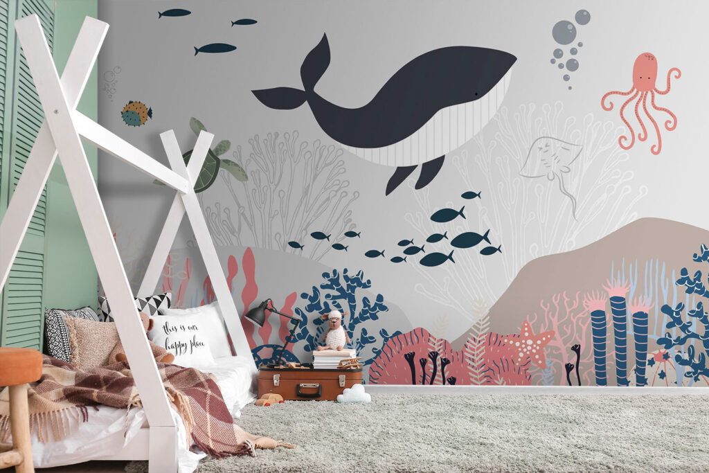 Baleine et poissons — intérieur 2