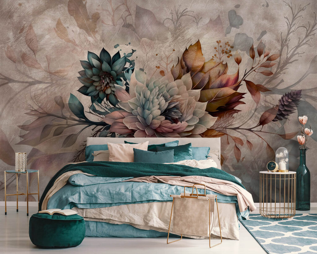 Fleurs aux pastels patinés dans un intérieur