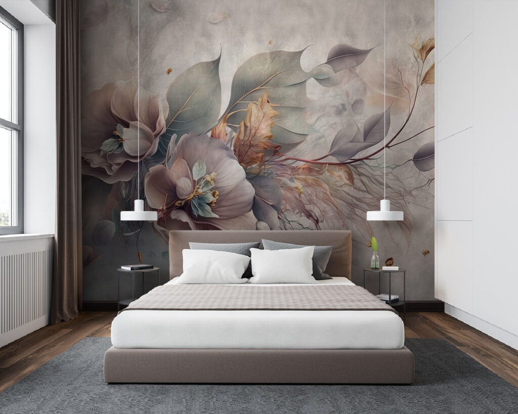 Fleurs et brindilles plumeuses dans un intérieur