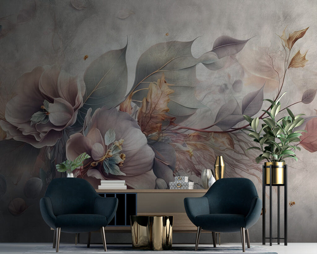 Fleurs et brindilles plumeuses dans un intérieur