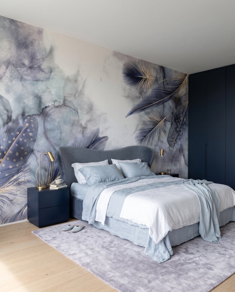 Plumes dans la brume dans un intérieur