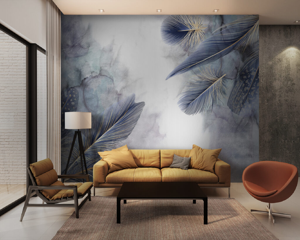Plumes dans la brume dans un intérieur