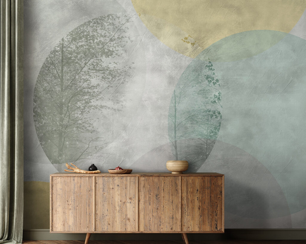 Cercles pastel patinés dans un intérieur
