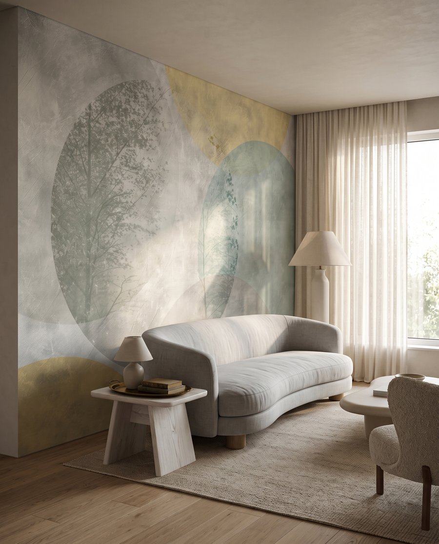 Cercles pastel patinés dans un intérieur
