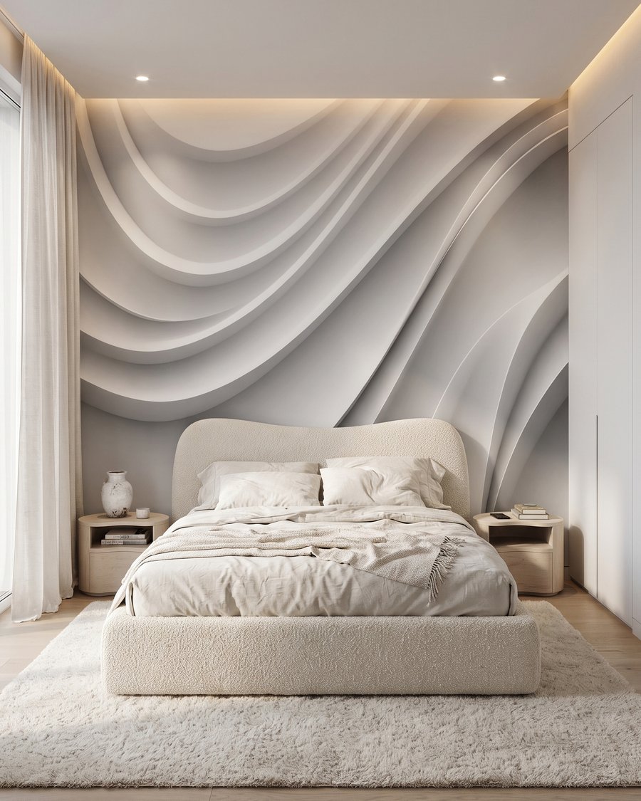 Flot de plis blancs dans un intérieur