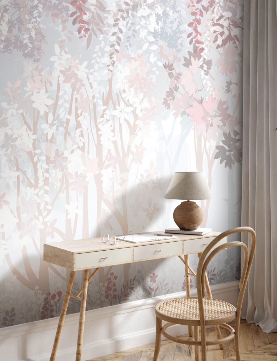 Sous-bois rose pâle dans un intérieur