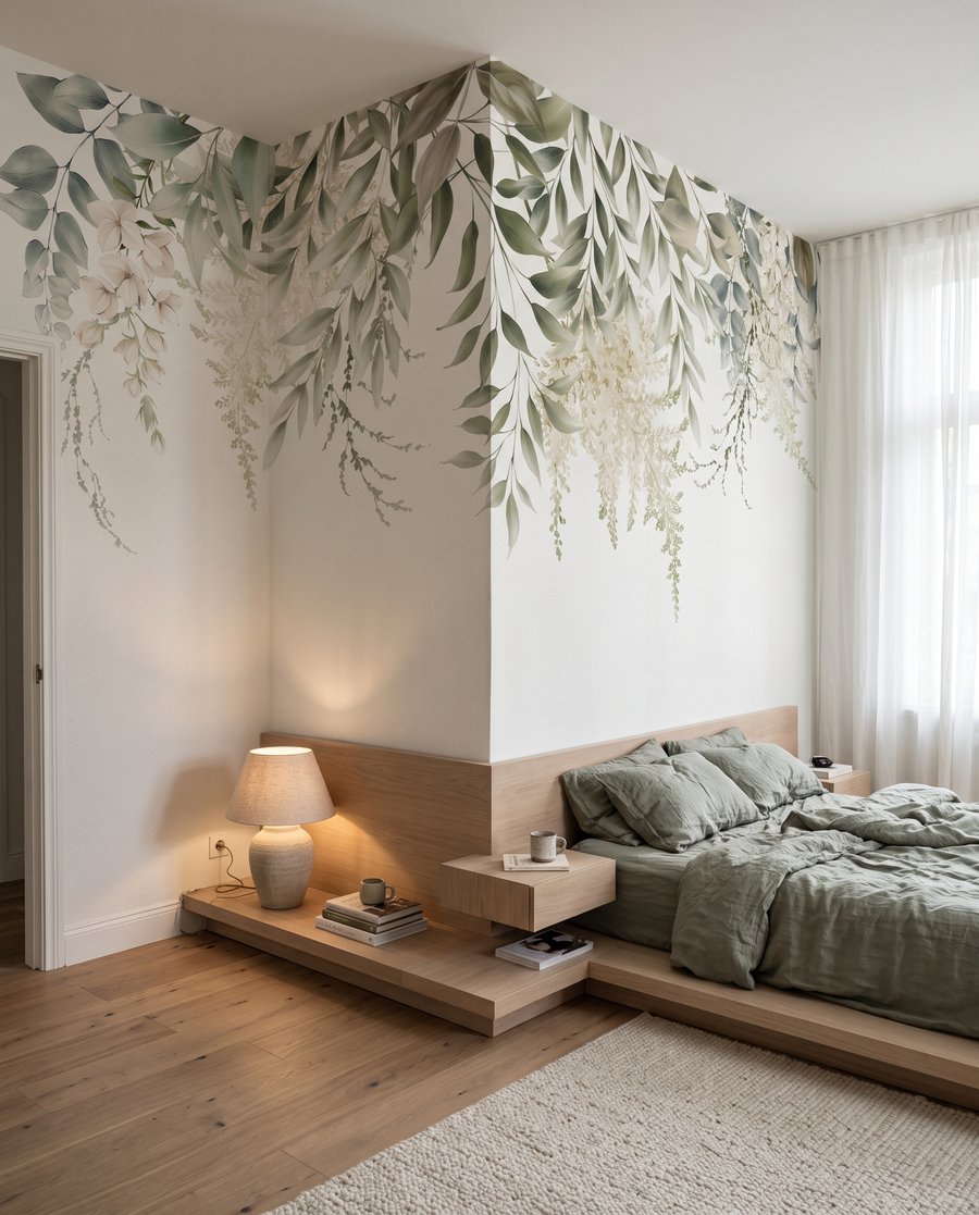 Petites feuilles vertes suspendues dans un intérieur