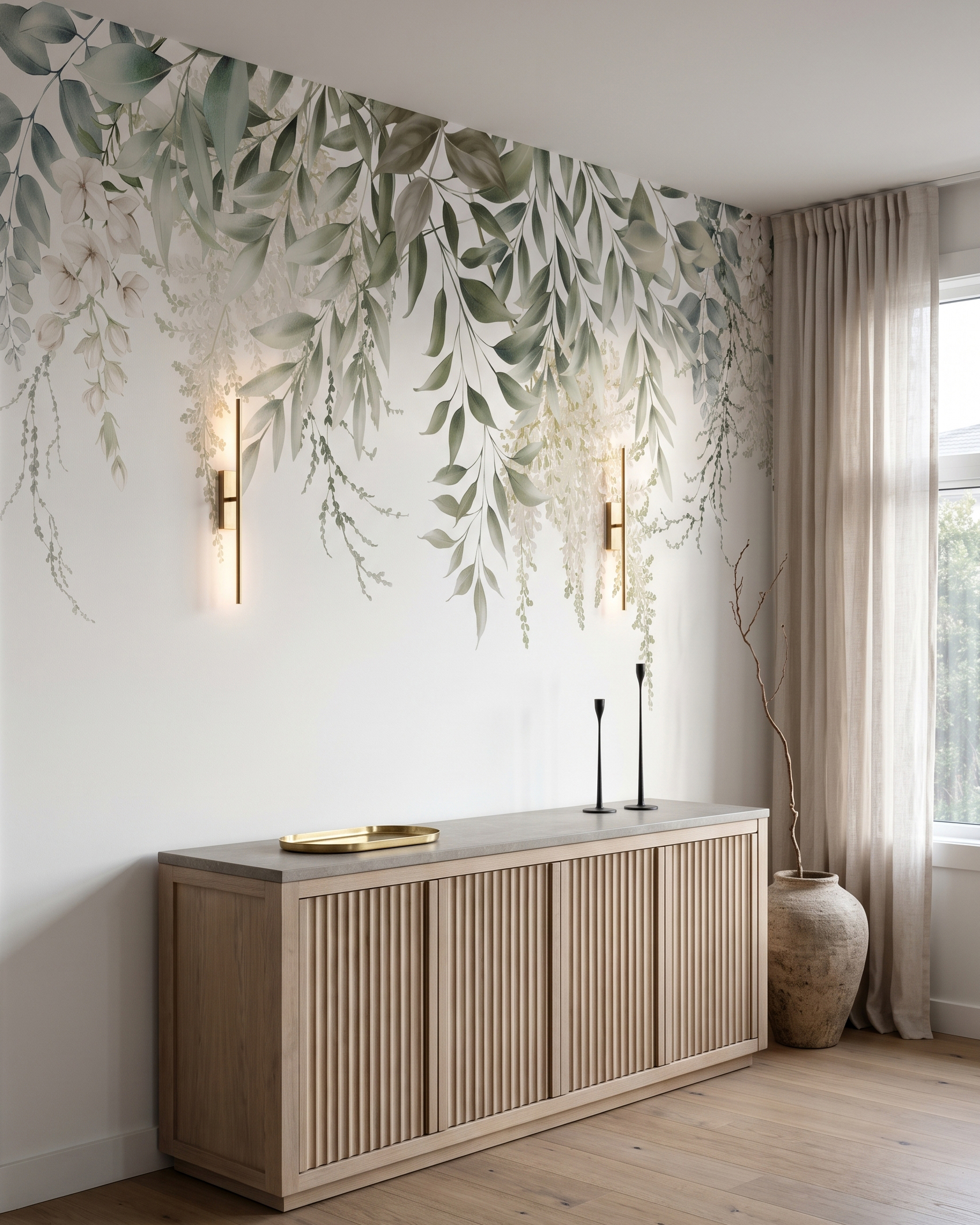 Petites feuilles vertes suspendues dans un intérieur