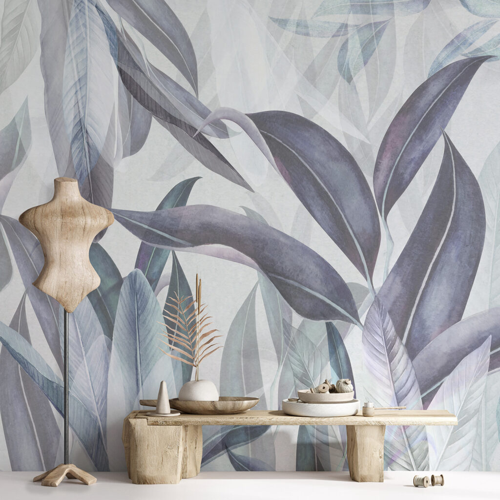 Longues feuilles pastel dans un intérieur