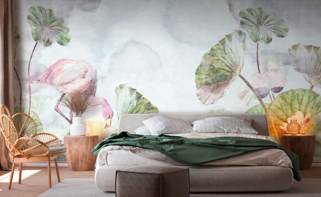 Flamants et feuillage — intérieur 1