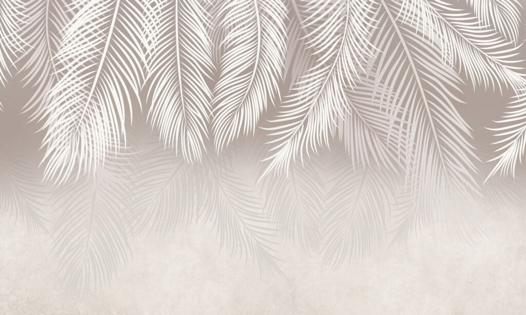 Palmes blanches et ombres — motif complet