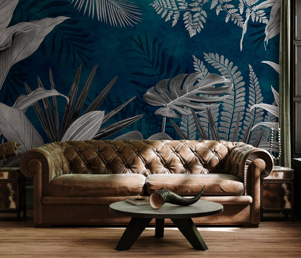 Feuillage sur fond bleu — intérieur 2